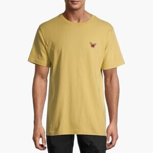 NO BOUNDARIES Butterfly Short-Sleeve Embroidered T-Shirt (Gold | Size S)